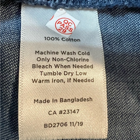 Talbots Denim Blue Chambray Split Neck Tie Cuffs 100% Cotton Dress. Size 14. NWT - Picture 9 of 9